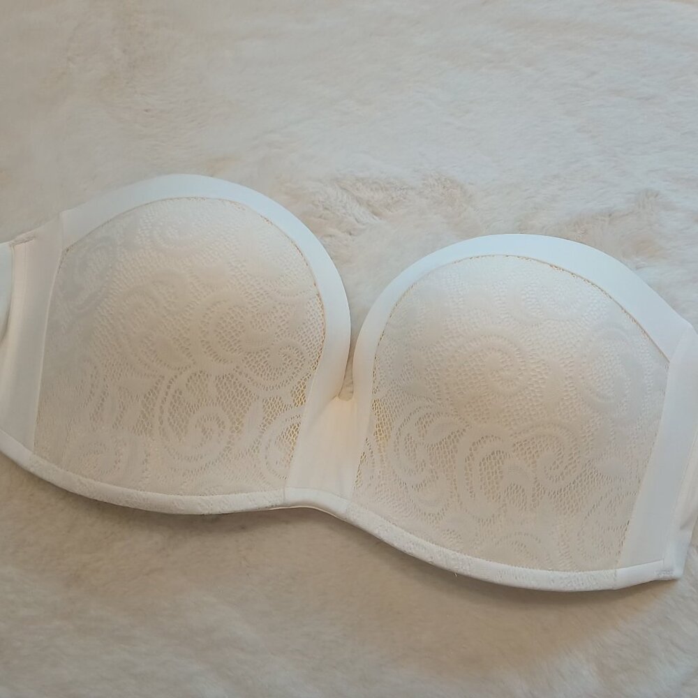 Delimira Womens Gorgeous Great Support Lace Ivory Strapless Bra  🍃🌼🍃